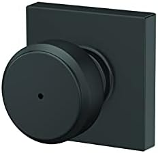Modern Bowery Knob with Collins Trim Door Lock Schlage F40 BWE 622 COL Matte Black
