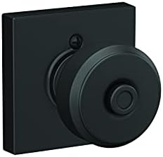 Modern Bowery Knob with Collins Trim Door Lock Schlage F40 BWE 622 COL Matte Black