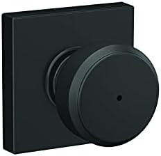 Modern Bowery Knob with Collins Trim Door Lock Schlage F40 BWE 622 COL Matte Black