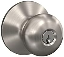 SCHLAGE F51A PLY Door knob with Keyed Entry Satin Nickel