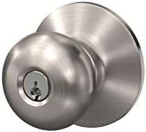SCHLAGE F51A PLY Door knob with Keyed Entry Satin Nickel