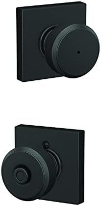 Modern Bowery Knob with Collins Trim Door Lock Schlage F40 BWE 622 COL Matte Black