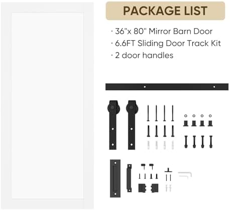 36IN X 80IN FROSTED GLASS BARN DOOR - NO ASSEMBLY REQUIRED