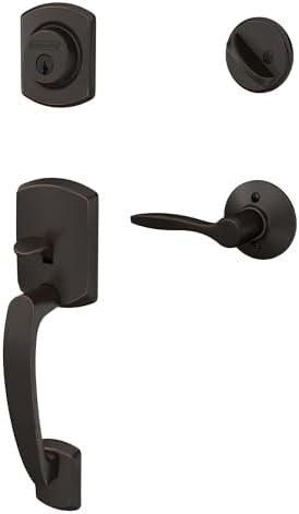 SCHLAGE F60GRW716DELRH Front Entry Handleset with Right Handed Delfayo Door Lever Deadbolt