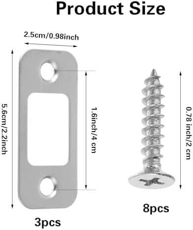 Sturdy 3-Pack Door Strike Plate Set - Stainless Steel for Durable Door Replacement