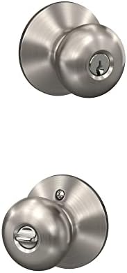 SCHLAGE F51A PLY Door knob with Keyed Entry Satin Nickel