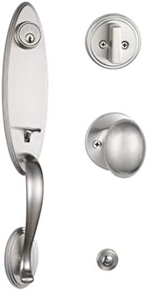 Premium SATIN NICKEL Front Door Handle Set with Reversible Knobs for Modern Doors