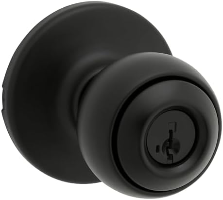 Kwikset Secure Keyed Entry Door Knob with Lock and Key Matte Black SmartKey