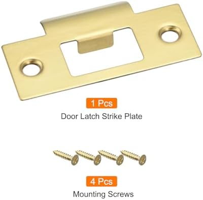 Uxcell Door Strike Plate 70mm x 403mm 304 Stainless Steel Latch Deadbolt Plate for Door Frame Jamb Gold
