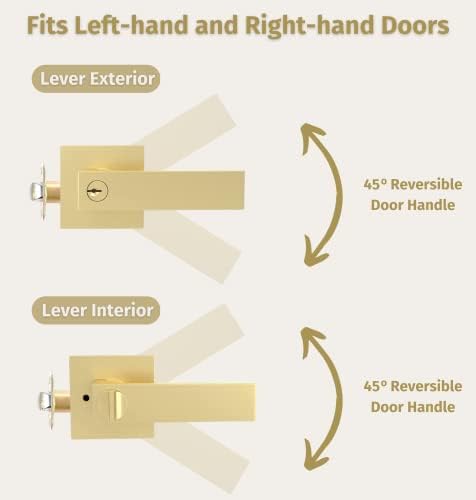 Robell Door Handle Set Secured by SATIN BRASS
