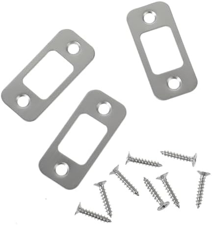 Sturdy 3-Pack Door Strike Plate Set - Stainless Steel for Durable Door Replacement