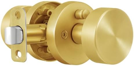 Naubea Gold Door Knobs Privacy Door Handles with Lock Heavy Duty Brass Knobs for bedrooms and bathrooms