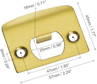 2-Pack Door Strike Plates 57mm x 45mm Gold 201 Stainless Steel Replacement for BrokenLatch Jamb