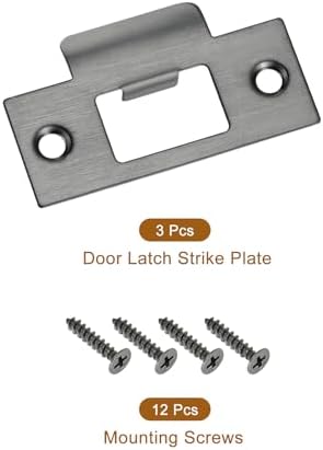 Uxcell 3Pcs Door Strike Plate 70x40mm Stainless Steel Deadbolt Replacement