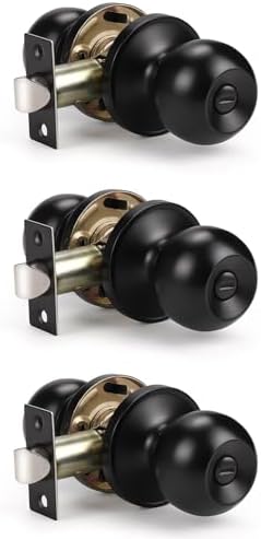 3-Pack Matte Black Door Knobs