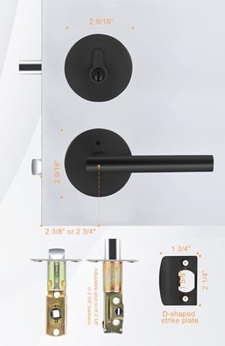GoldenWarm Door Lock Set - Black Door Handle with Deadbolt