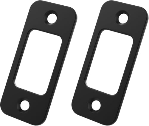 Black and Brushed Nickel Durable Deadbolt Strike Plate 2-Pack