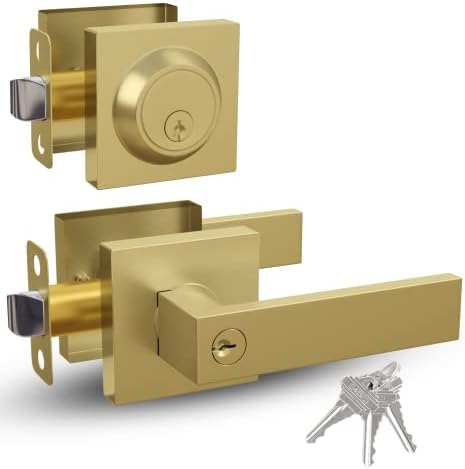 Robell Door Handle Set Secured by SATIN BRASS