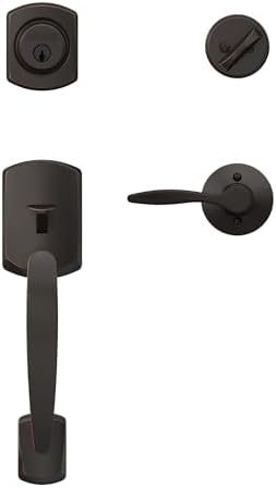 SCHLAGE F60GRW716DELRH Front Entry Handleset with Right Handed Delfayo Door Lever Deadbolt