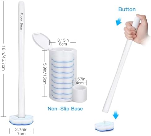 Topo Bear Disposable Toilet Brush Holder Set with 24 Sponges