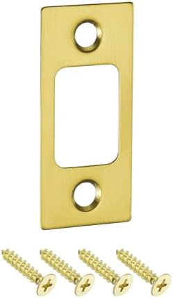 Durable stainless steel door strike plate for door jamb reinforcement Replacement for broken strike plates Gold finish