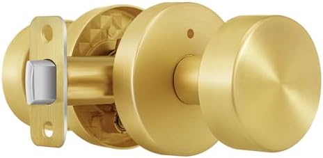 Naubea Gold Door Knobs Privacy Door Handles with Lock Heavy Duty Brass Knobs for bedrooms and bathrooms