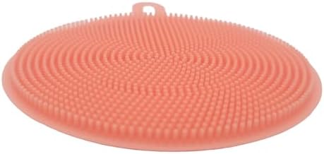 4 Round Silicone Dish Scrubbing Sponge Pastel Pink 1 Pack