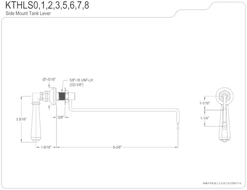 Kingston Brass KTHLS3 High-Quality Brass Toilet Tank Lever Side Mount Antique Brass Metropolitan Collection