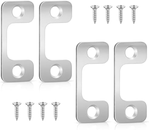 4-Piece Stainless Steel Door Strike Plate Set with Screws