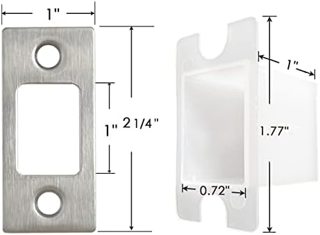 VEEBELL Stainless Steel Deadbolt Strike Plate 1 x 2-14 3 Pack