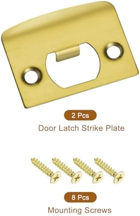 2-Pack Door Strike Plates 57mm x 45mm Gold 201 Stainless Steel Replacement for BrokenLatch Jamb