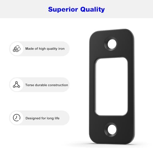 Black and Brushed Nickel Durable Deadbolt Strike Plate 2-Pack