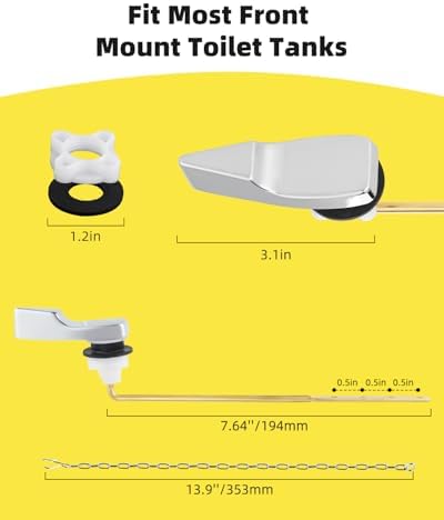 Hibbent Front Mount Tank Flush Lever Replacement Chrome Durable and Easy to Install