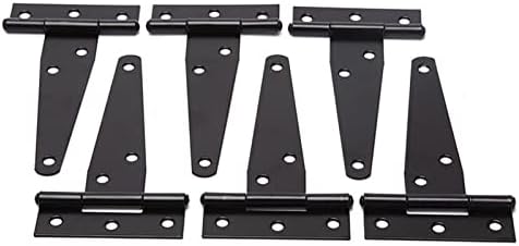 T-Hinges 4-Inch Rust-Resistant Hinges Set 6PCS for Gates Toolboxes Sheds and More