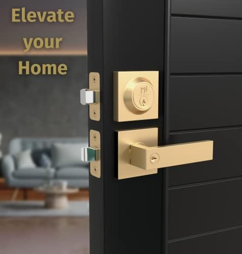 Robell Door Handle Set Secured by SATIN BRASS