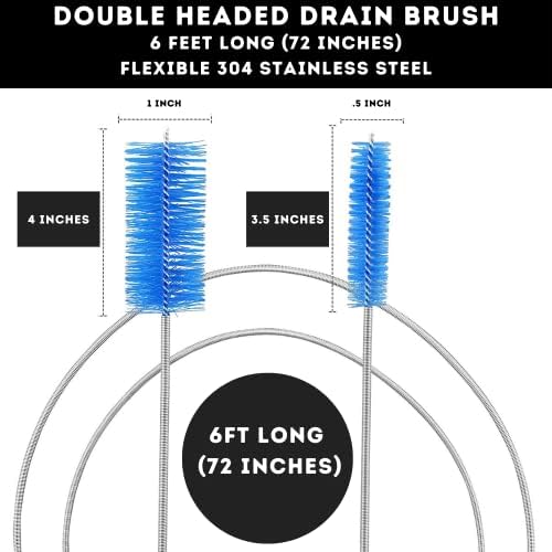 72 Long Bathroom Drain Brush Heavy-Duty Dualend