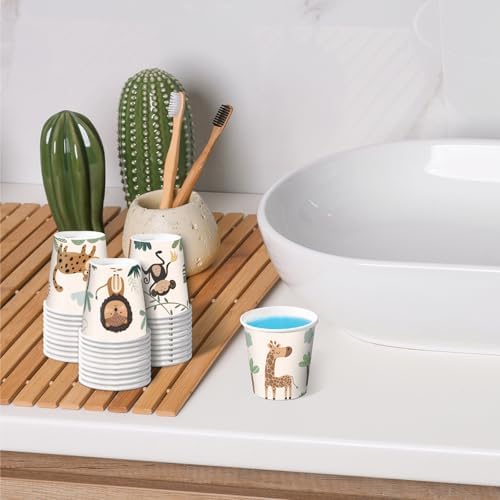 Ruspepa 100-Piece 2oz Disposable Bathroom Cups with Animal Prints