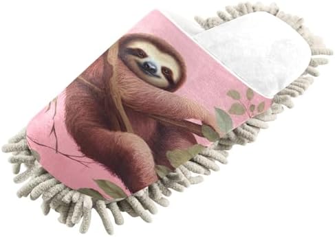White Sloth Mop Slippers Chenille Sole Soft Cotton Blends Replacement Mop Pads