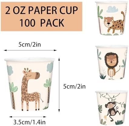 Ruspepa 100-Piece 2oz Disposable Bathroom Cups with Animal Prints