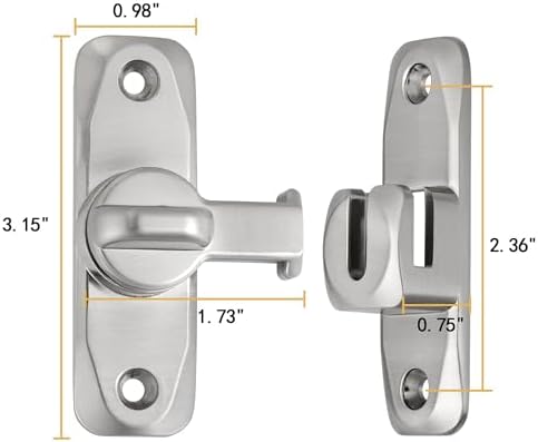 4-Piece Barn Door Latches 90180-Degree Gate Lock Set
