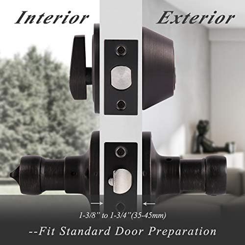 Probrico - Oil Rubbed Bronze Door Entry Lever Single Cylinder Deadbolt Set for Modern Home Security