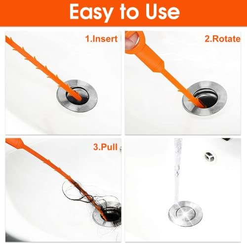 Huryfox Drain Clog Remover Tool 6-Pack - Effortless Drain Cleaning Solution