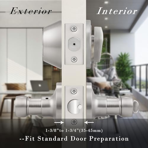 Brotima1-Piece Keyed Entry Door Handle Set with Wave Style Lever Door Handle for Built-Ins and More