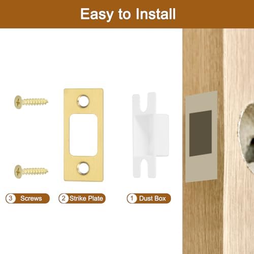 Sturdy Reinforcement for Door Jamb - 2 Sets Gold-plated Durable Latch Deadbolt Replacement