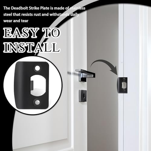 8 Pcs Door Strike Plate - Premium Stainless Steel Easy to Install Durable Door Lock Plate for Exterior Doors