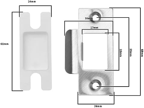 eMagTech 5 Set Door Strike Plate Kit with Dust Box for Wooden Doors