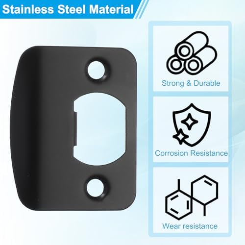 Strong Metal Door Strike Plate Set Black