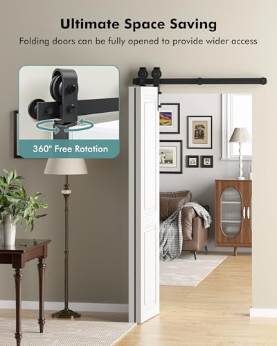 Heavy Duty 36 Bifold Barn Door Hardware Kit - Durable and Smooth-Closing Track for 16 Closet Doors