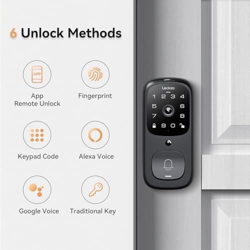 Secure 2K Smart Door Lock with Built-in Camera and Voice Control