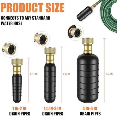 Points Fos lion compact 3 PC drain bladder set 1-6 size pipes rubber unblocker for multi use plumbing occasions drain